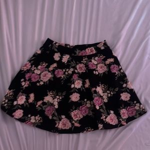 Forever 21 Black Floral Skater Skirt